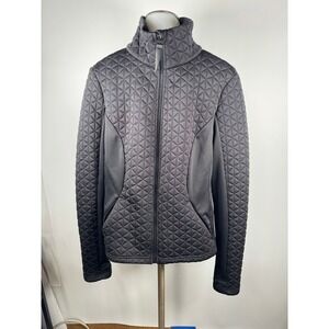 Avia Womens Quilted Full Zip Jacket Gray Size Large Athletic Athleisure